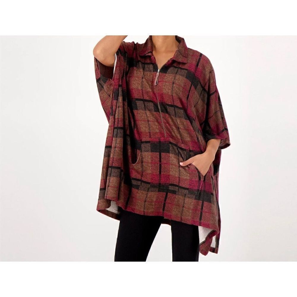 ‎Stan Herman Half Zip Batwing Sleeve Top